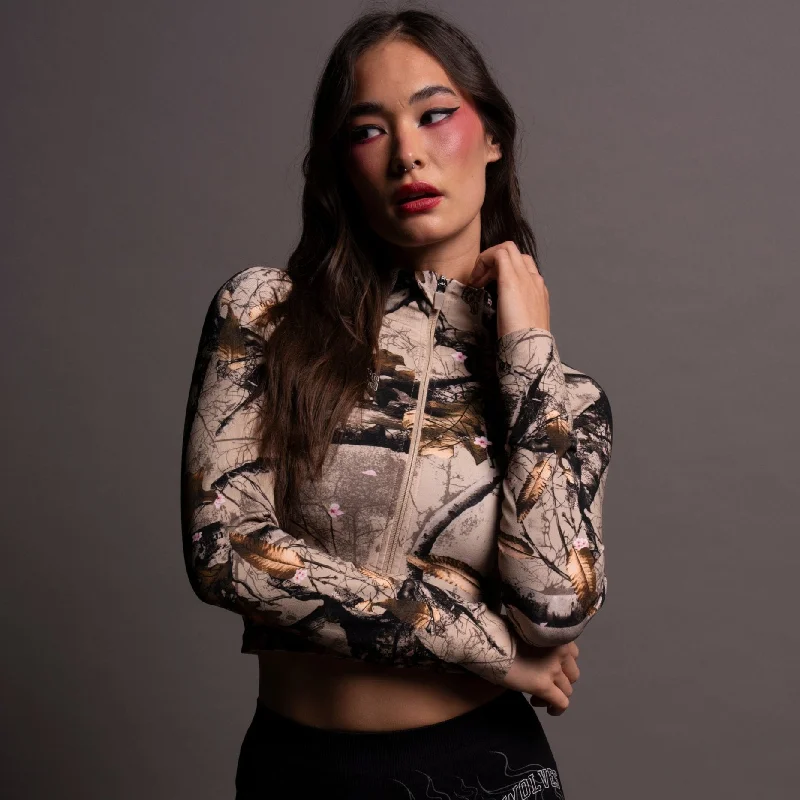 Shop and Save Loyalty "Everson Seamless" Yasmin L/S Zip Top in Cherry Blossom Woodland Camo Shop and Save Loyalty "Everson Seamless" Yasmin L/S Zip Top in Cherry Blossom Woodland Camo