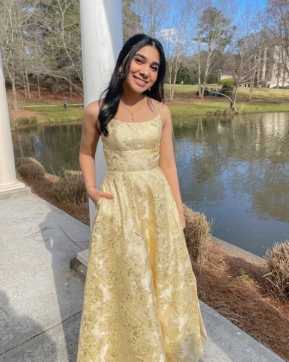 Fantastic Offers wool dressElegant Yellow A-Line Long Prom Dress Party Dress,DP775