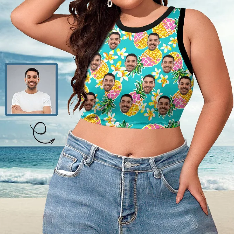 Bargain Prices Personalized Face Tank Top Pineapple Women's High Neck Crop Top Swimsuits Bustier Bargain Prices Personalized Face Tank Top Pineapple Women's High Neck Crop Top Swimsuits Bustier