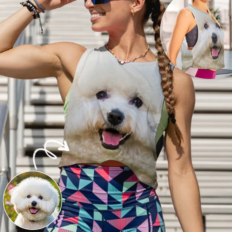 Quick Sale Custom Big Face Pet Tank Top Personalized Women's Sleeveless Crop Sports Top Quick Sale Custom Big Face Pet Tank Top Personalized Women's Sleeveless Crop Sports Top