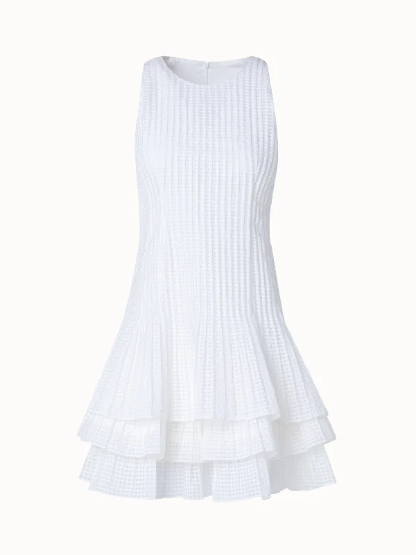 chic wrap dressShort Sleeveless Dress with Pleated Skirt in Semi-Sheer Organza