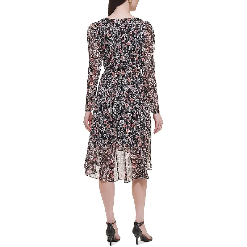 Grand Opening Sale Tommy Hilfiger Women's Chiffon Metallic Midi Dress Black Size 14