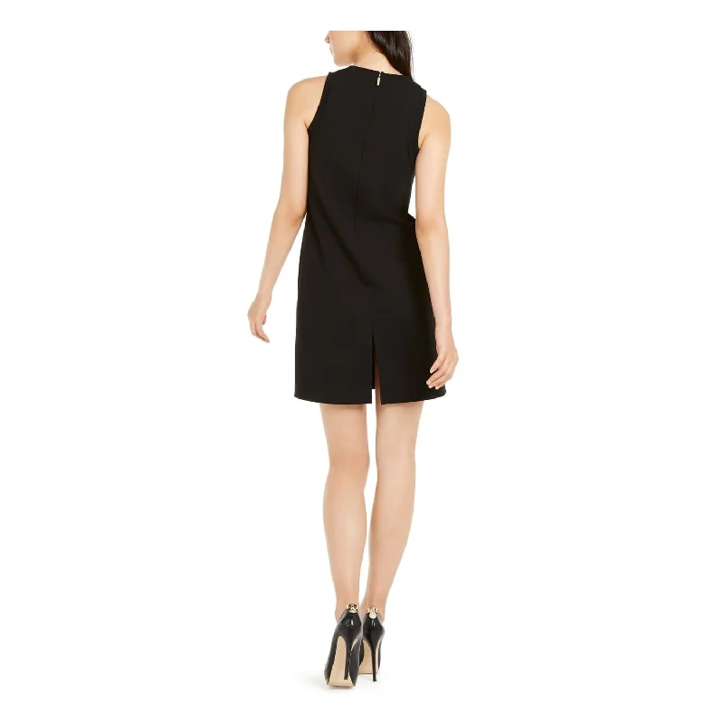 Huge Discounts Michael Kors Women's Sleeveless Jewel Neck Short Shift Party Dress Black Size Medium