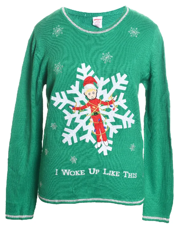 Green Christmas Jumper - L