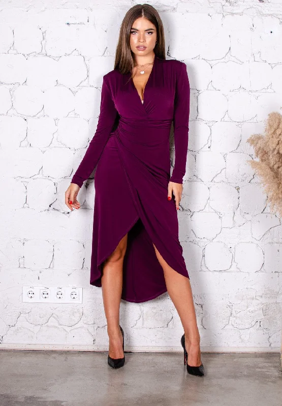 sleek dressRoxy Plum Violet Wrap Style Midi Dress