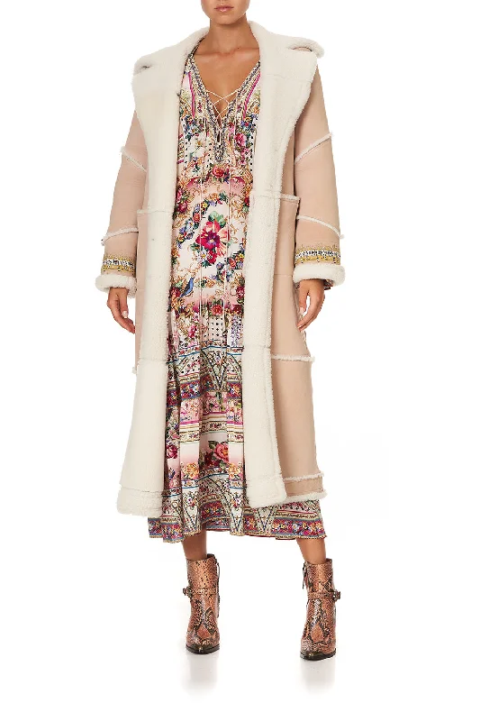 Super Savings LONG SUEDE SHEARLING COAT ISTENANYA
