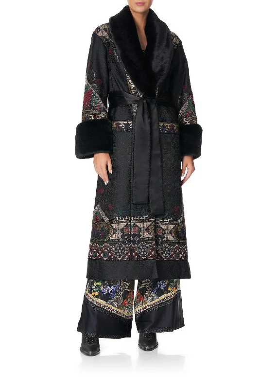 Limited Time Discount COAT WITH FAUX FUR CUFF AND COLLAR BOTANICAL CHRONICLES