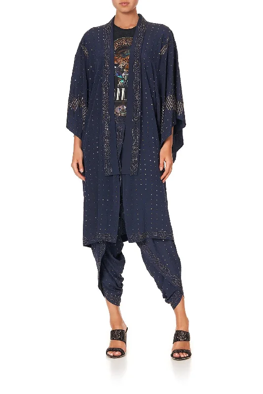 Special Offer MID LENGTH KIMONO COAT LUXE NAVY